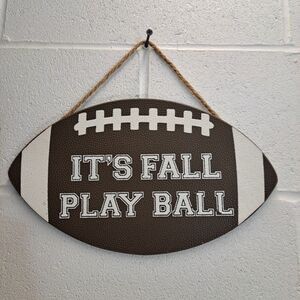 Hanging Football Wall Picture 13.5"X8" Let's Play Football Man Cave Material
